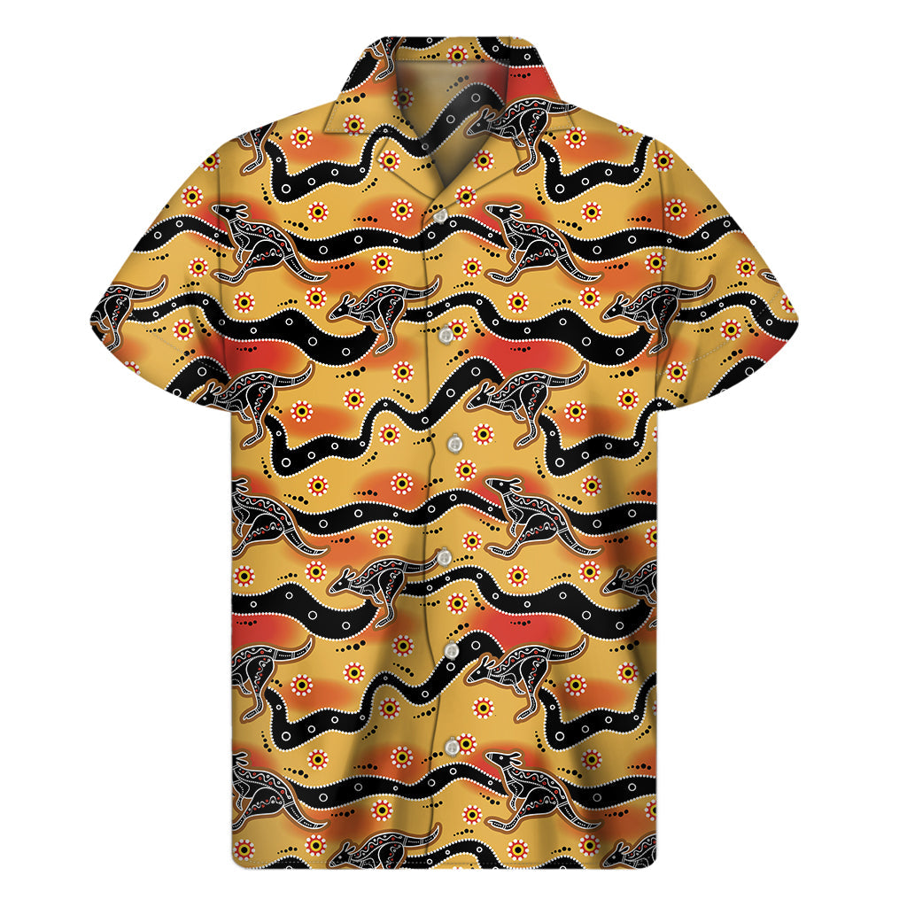 Aboriginal Kangaroo Aloha: Men&#39;s Hawaiian Short Sleeve Shirt - 1