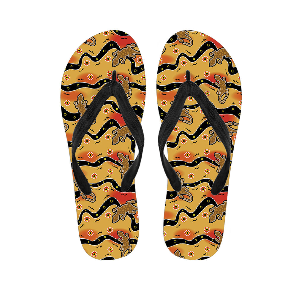 Aboriginal Lizard Pattern Hawaiian Outfit with Matching Flip Flops - 1