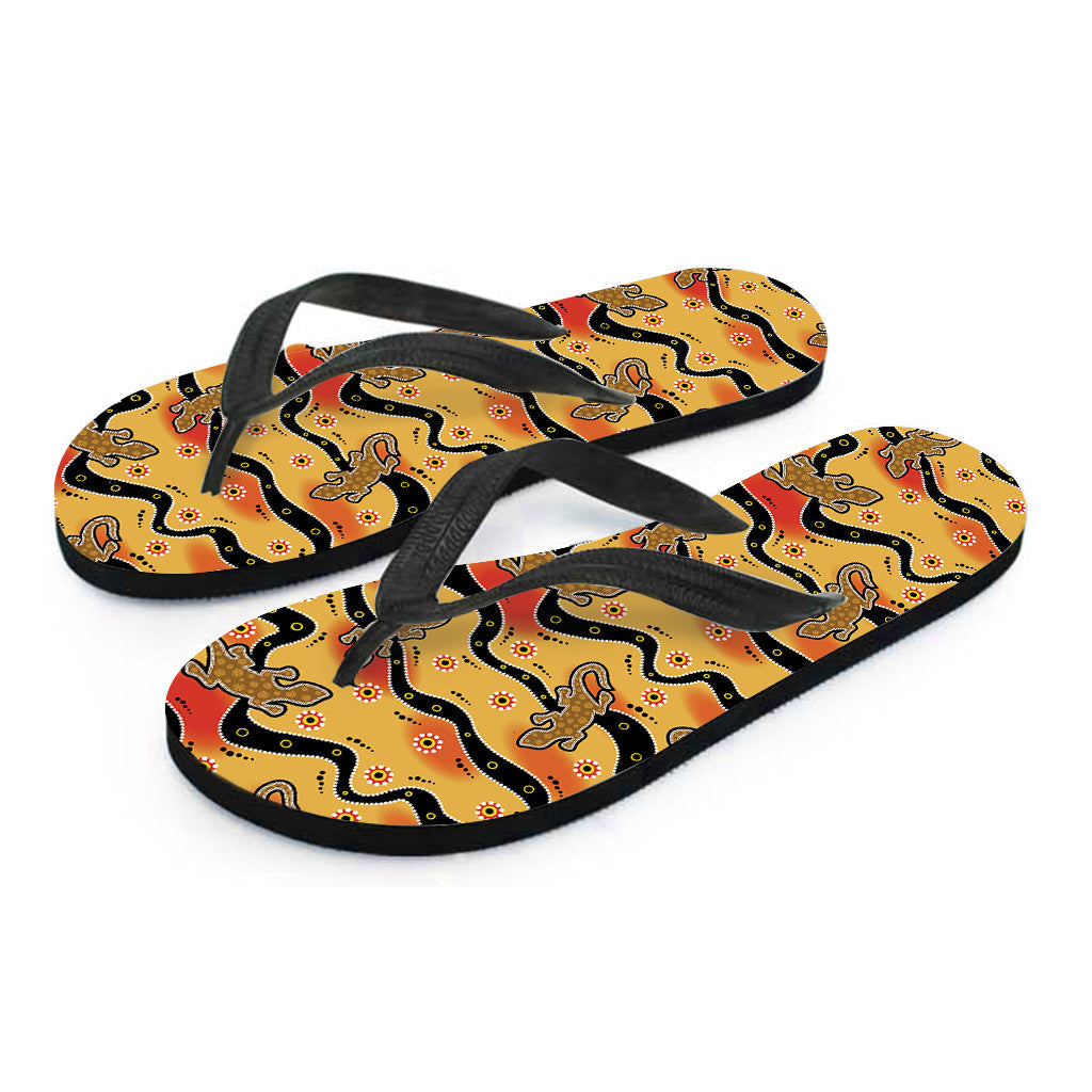 Aboriginal Lizard Pattern Hawaiian Outfit with Matching Flip Flops - 1