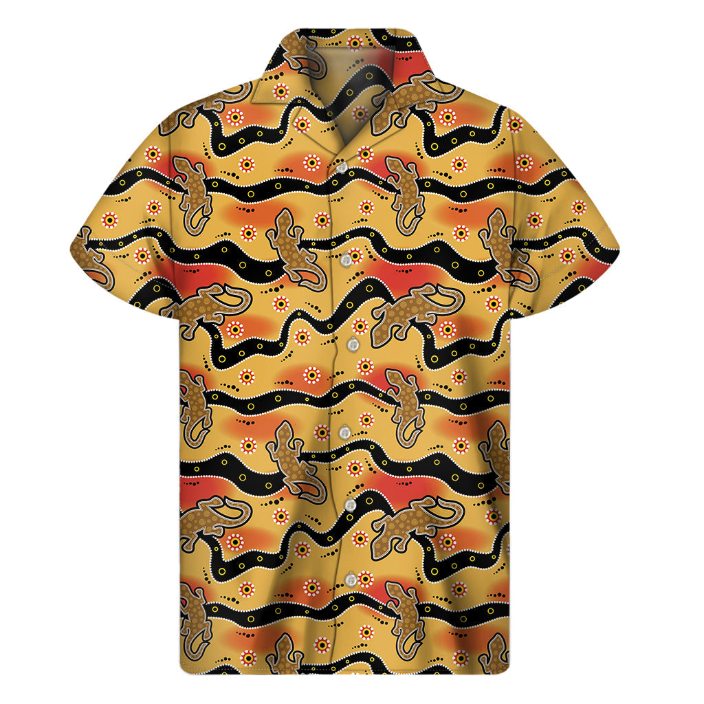 Aboriginal Lizard Pattern Hawaiian Short Sleeve Shirt for Men - 1