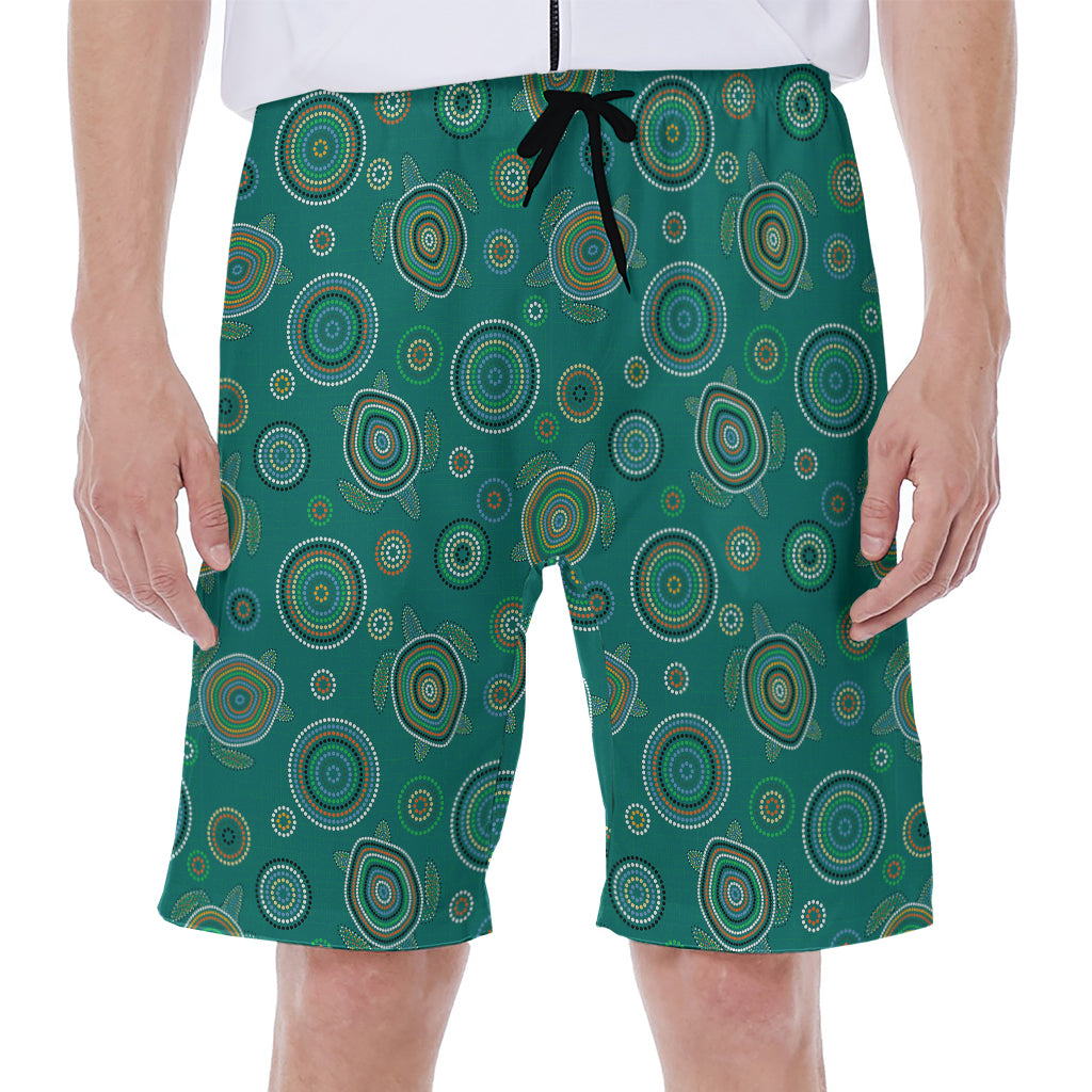 Aboriginal Sea Turtle Pattern Printed Hawaiian Men&#39;s Beach Shorts - 1