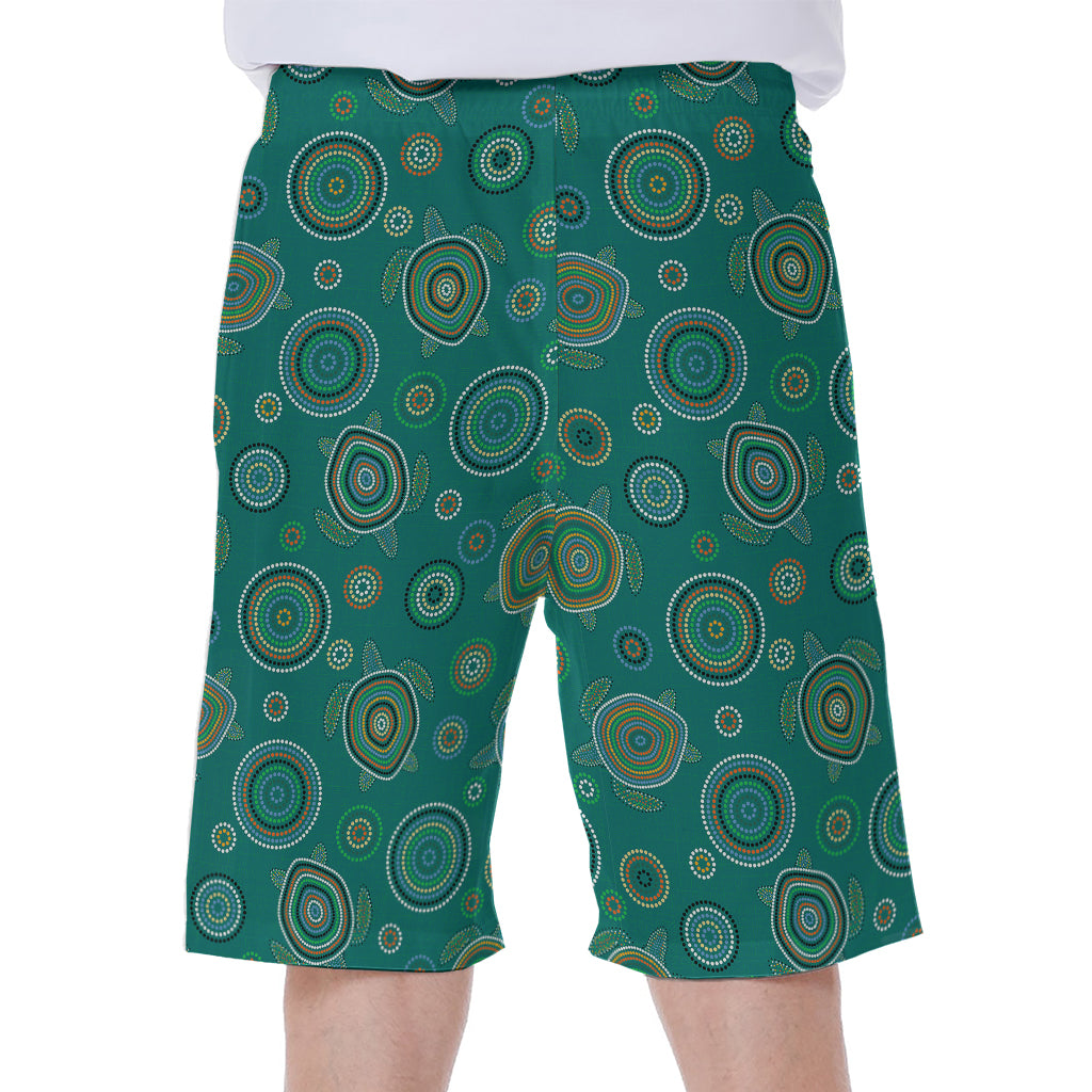 Aboriginal Sea Turtle Pattern Printed Hawaiian Men's Beach Shorts - 1