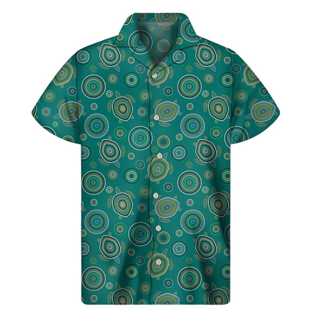 Aboriginal Sea Turtle Pattern Hawaiian Short Sleeve Shirt - 1