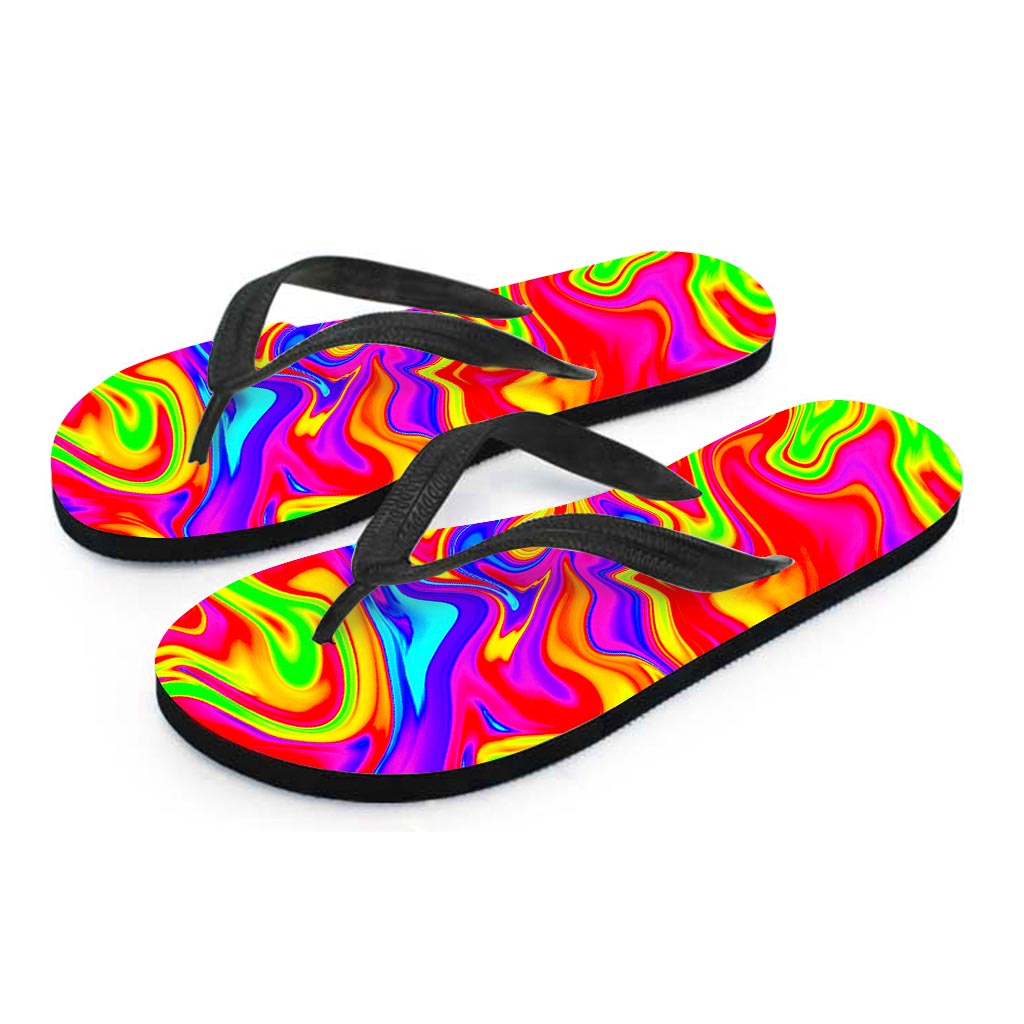 Abstract Colorful Liquid Trippy Hawaiian Flip Flops: The Perfect Addition to Your Island Attire - 1