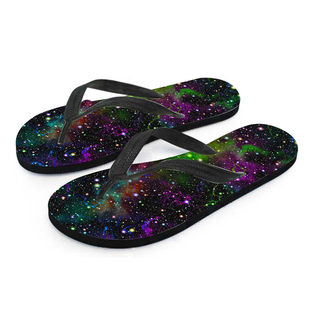 Abstract Dark Galaxy Space Print Hawaiian Outfit with Matching Flip Flops - 1