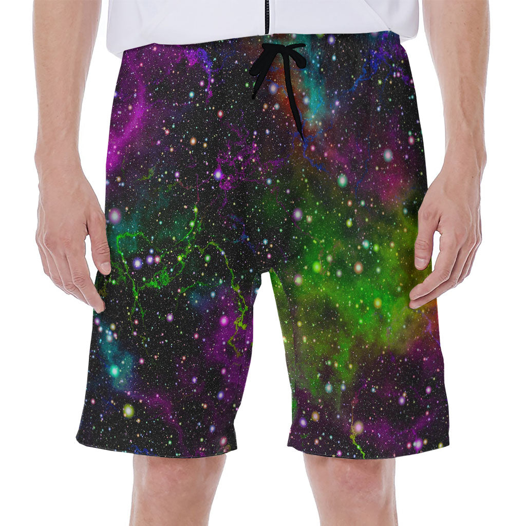 Abstract Dark Galaxy Space Print Hawaiian Men's Beach Shorts - 1