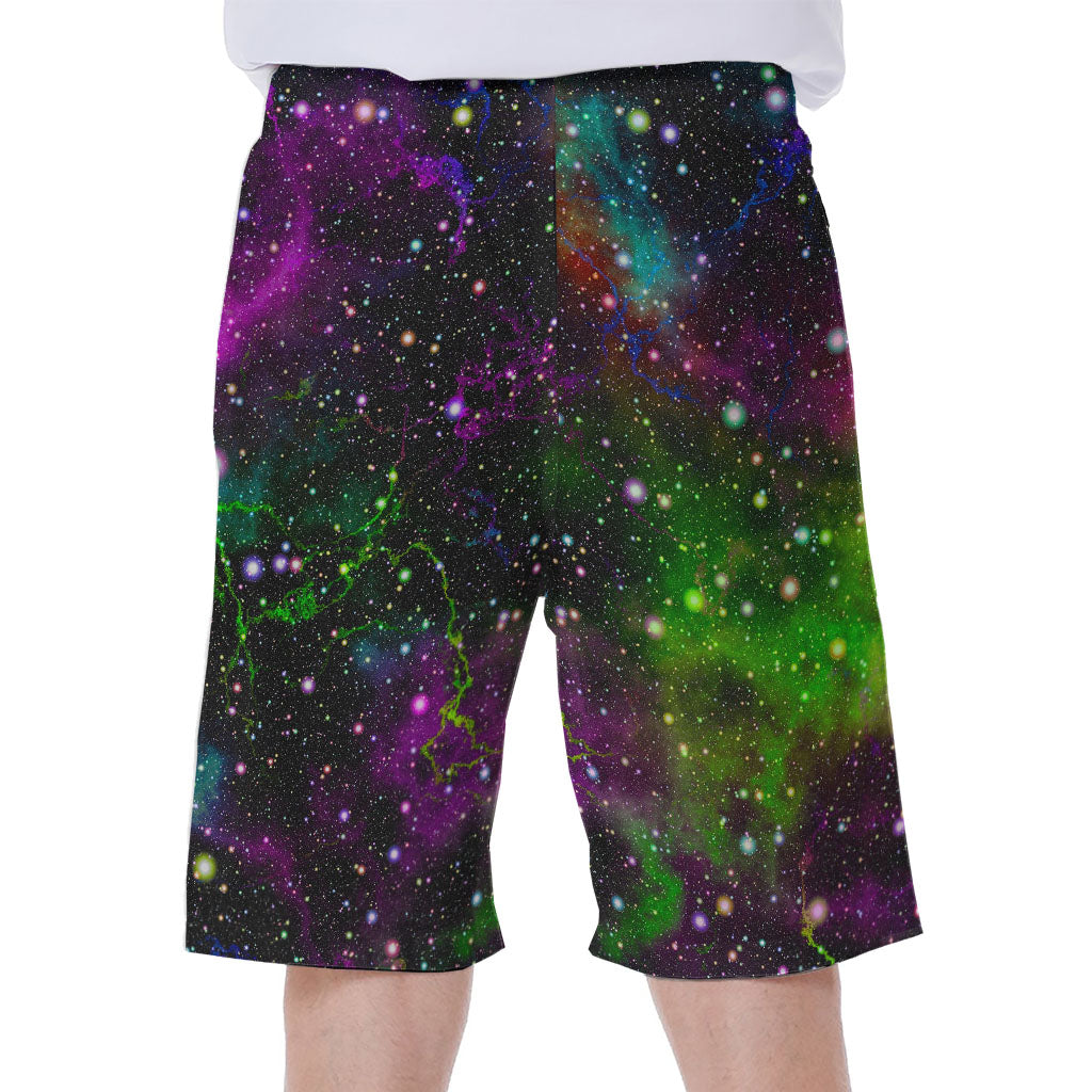 Abstract Dark Galaxy Space Print Hawaiian Men's Beach Shorts - 1