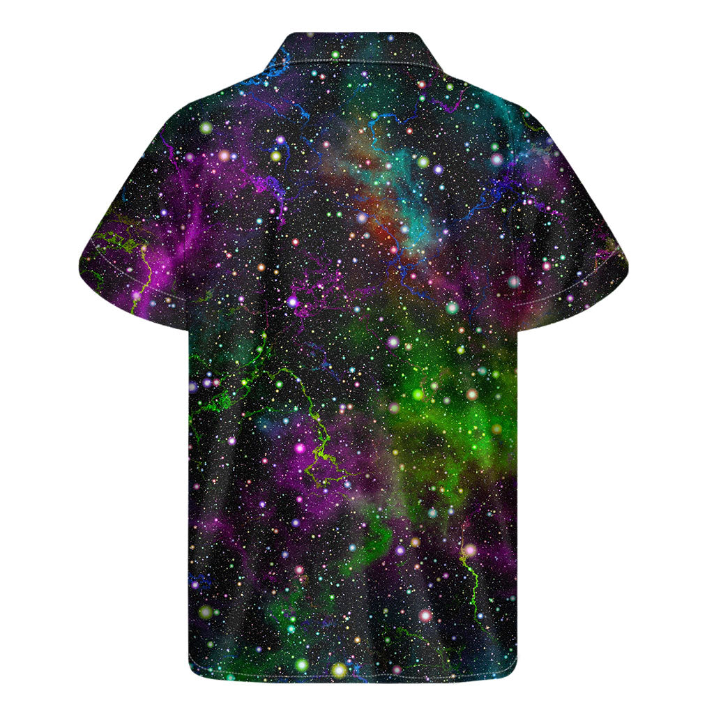 Abstract Dark Galaxy Space Print Hawaiian Short Sleeve Shirt - 2