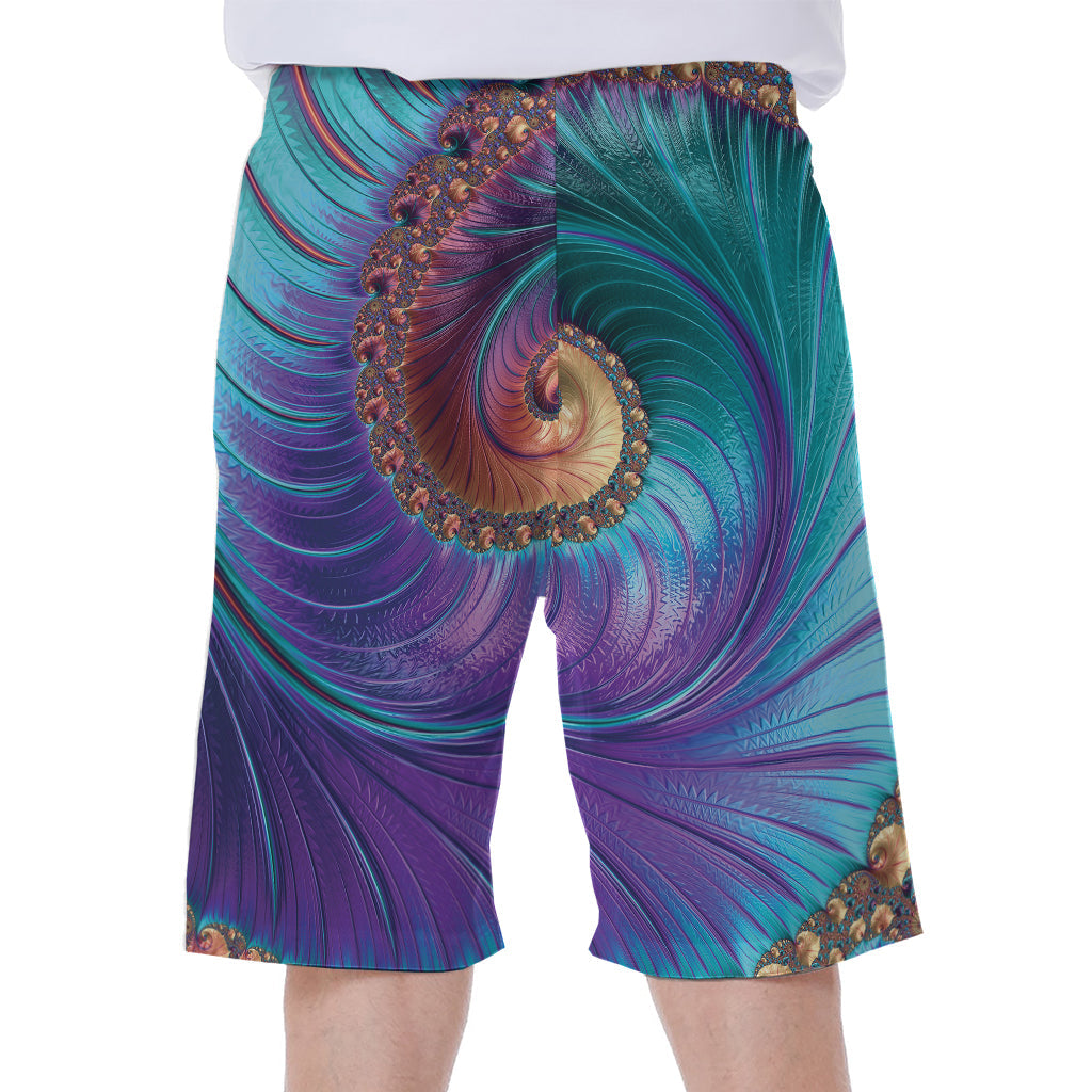 Abstract Fractal Print Hawaiian Beach Shorts for Men - 2