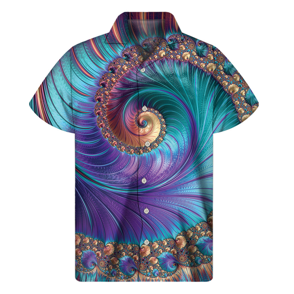 Abstract Fractal Print Hawaiian Short Sleeve Shirt - Embrace Island Style! - 1