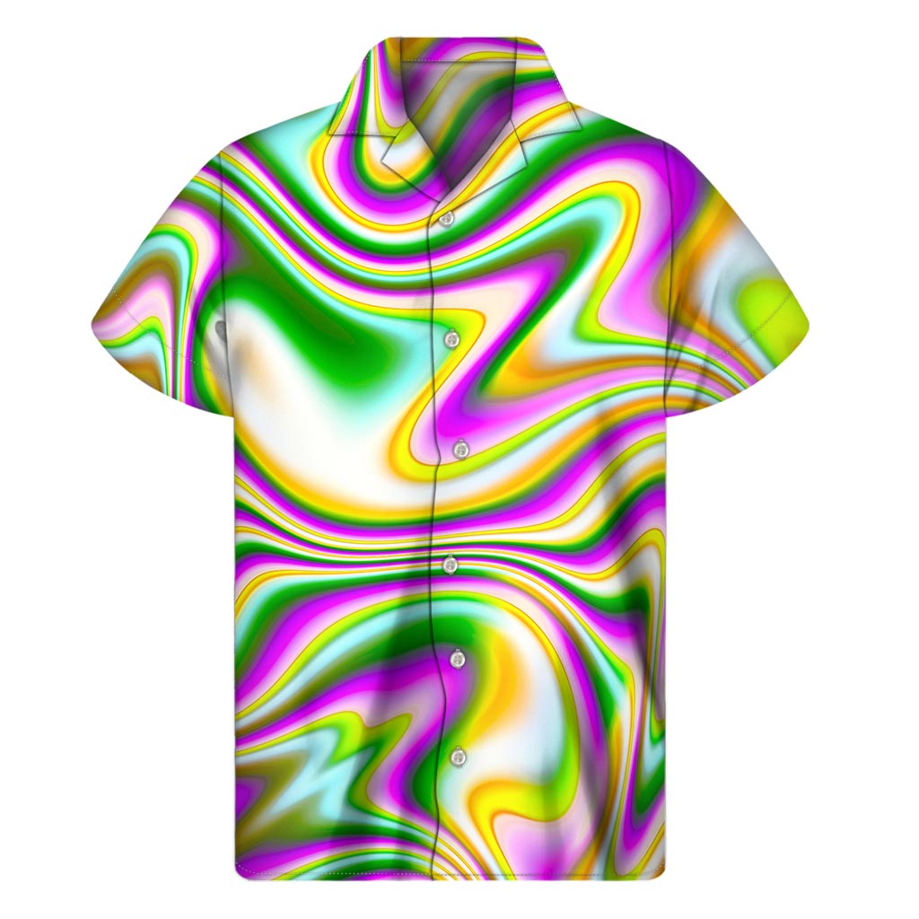 Abstract Holographic Liquid Trippy Print Hawaiian Short Sleeve Shirt - 1