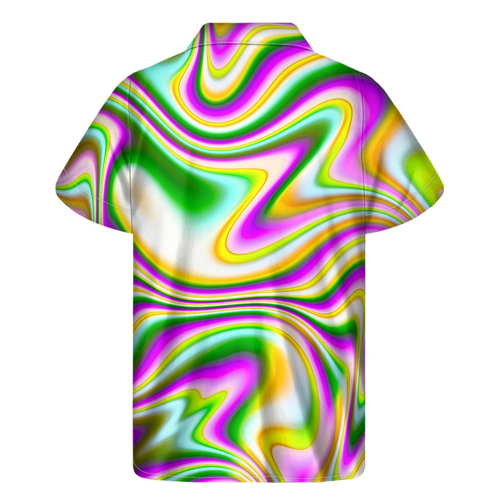 Abstract Holographic Liquid Trippy Print Hawaiian Short Sleeve Shirt - 2