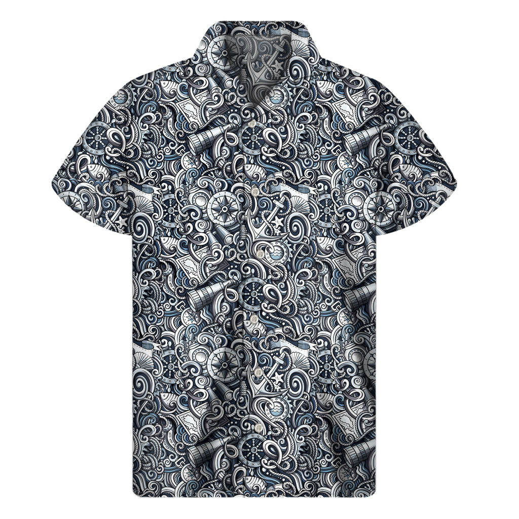 Abstract Nautical Anchor Pattern Hawaiian Shirt - 1