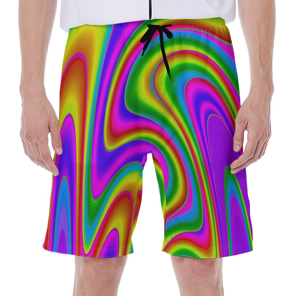 Abstract Neon Trippy Print Hawaiian Men's Beach Shorts - 1