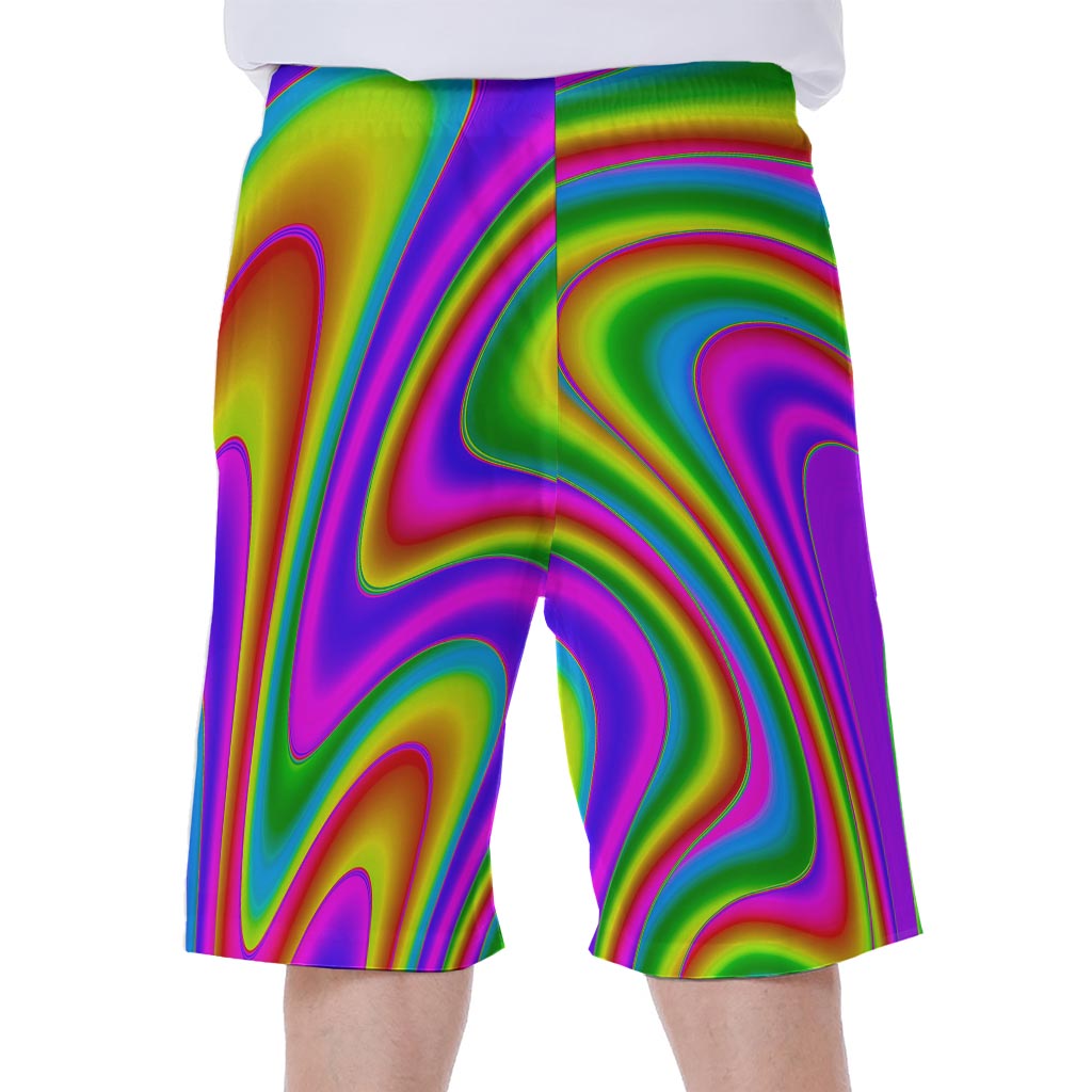 Abstract Neon Trippy Print Hawaiian Men's Beach Shorts - 1