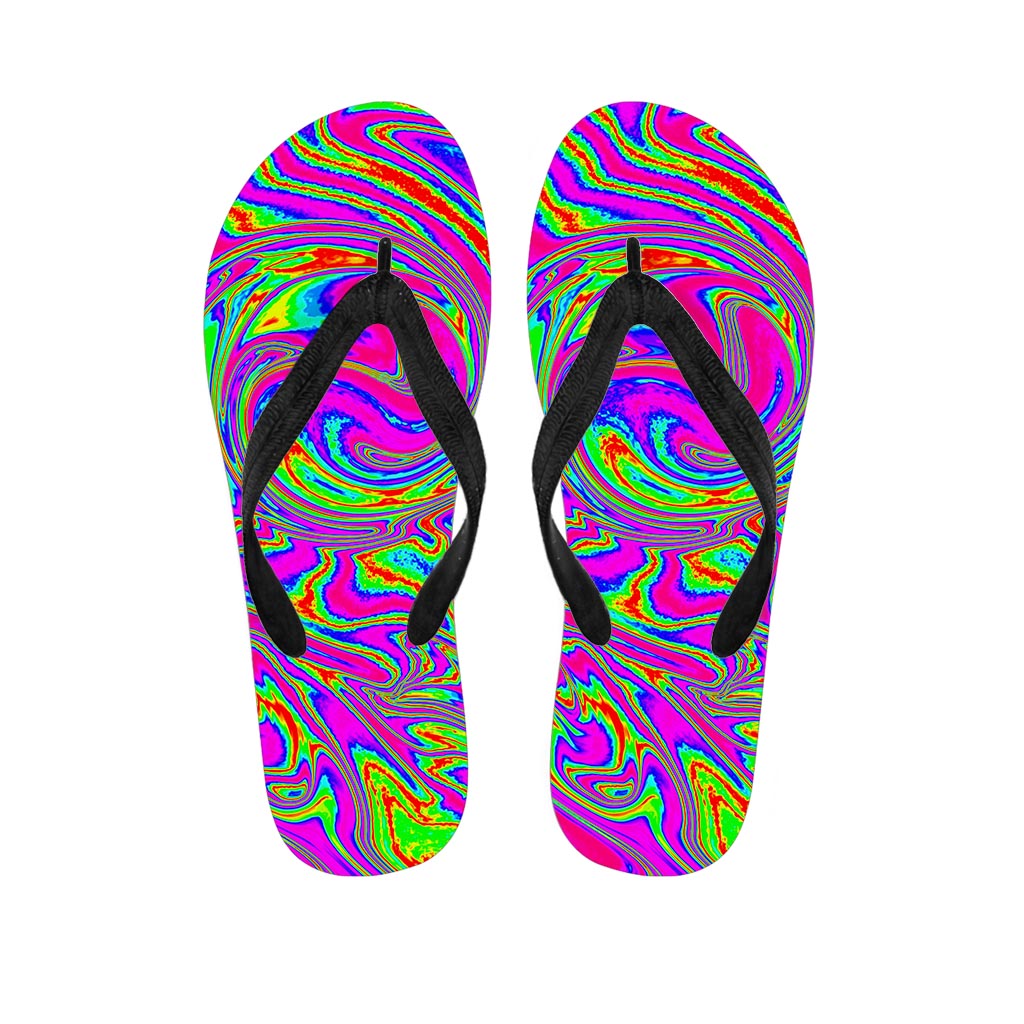 Abstract Psychedelic Hawaiian Outfit with Liquid Trippy Print Flip Flops - 1