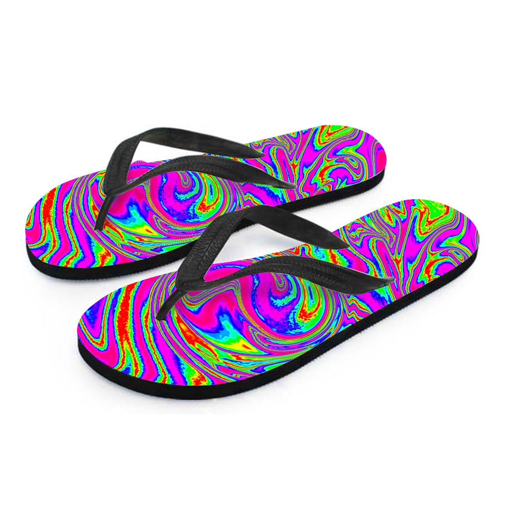 Abstract Psychedelic Hawaiian Outfit with Liquid Trippy Print Flip Flops - 2