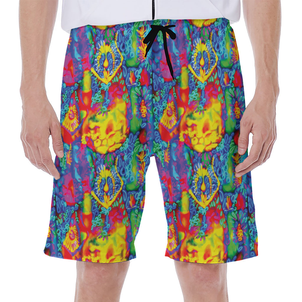 Abstract Psychedelic Print Hawaiian Men's Beach Shorts - 1