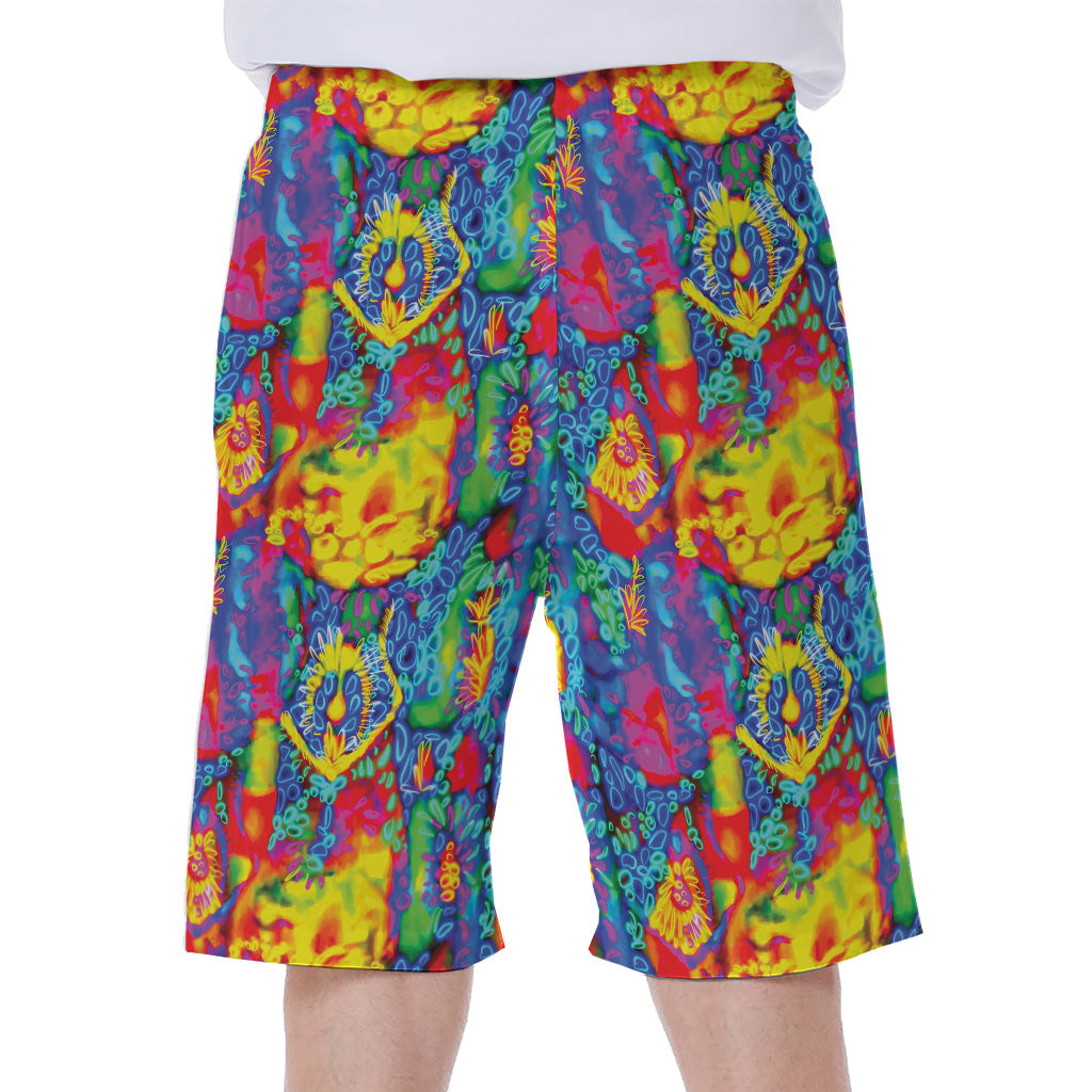 Abstract Psychedelic Print Hawaiian Men's Beach Shorts - 1