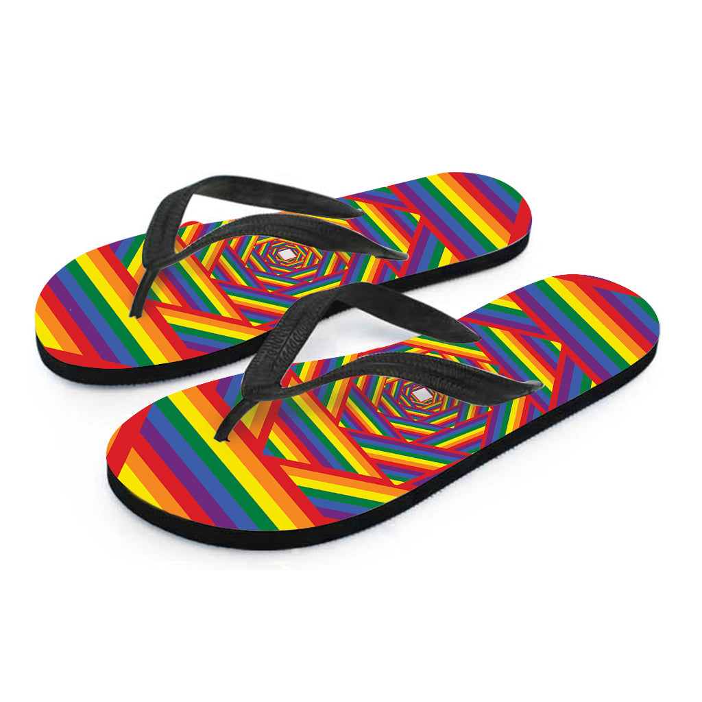 Abstract Rainbow LGBT Stripes Hawaiian Flip Flops: Step into Paradise - 1