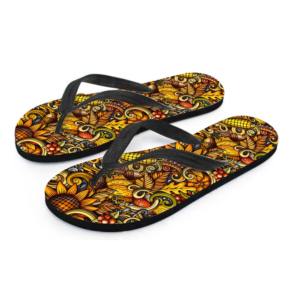 Abstract Sunflower Pattern Hawaiian Outfit with Matching Flip Flops - 2