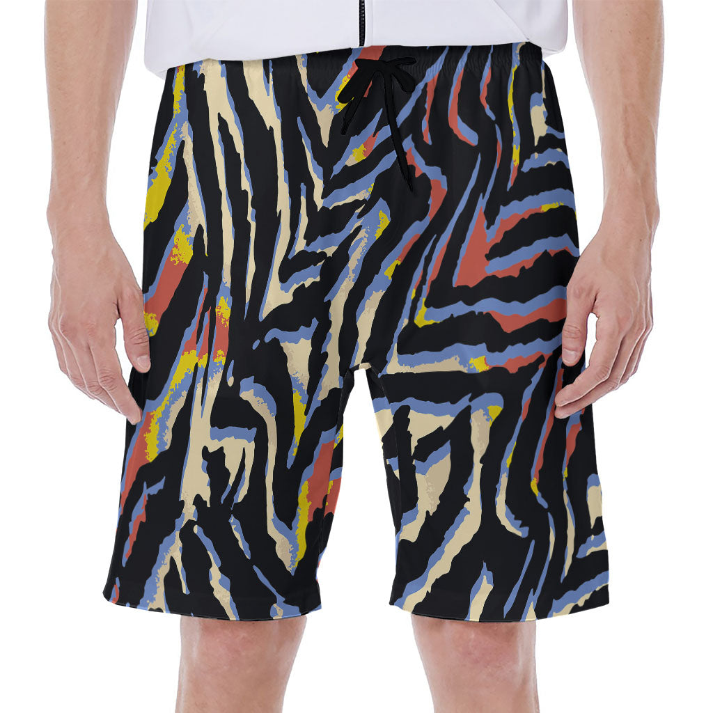 Abstract Zebra Print Hawaiian Men's Beach Shorts - 1