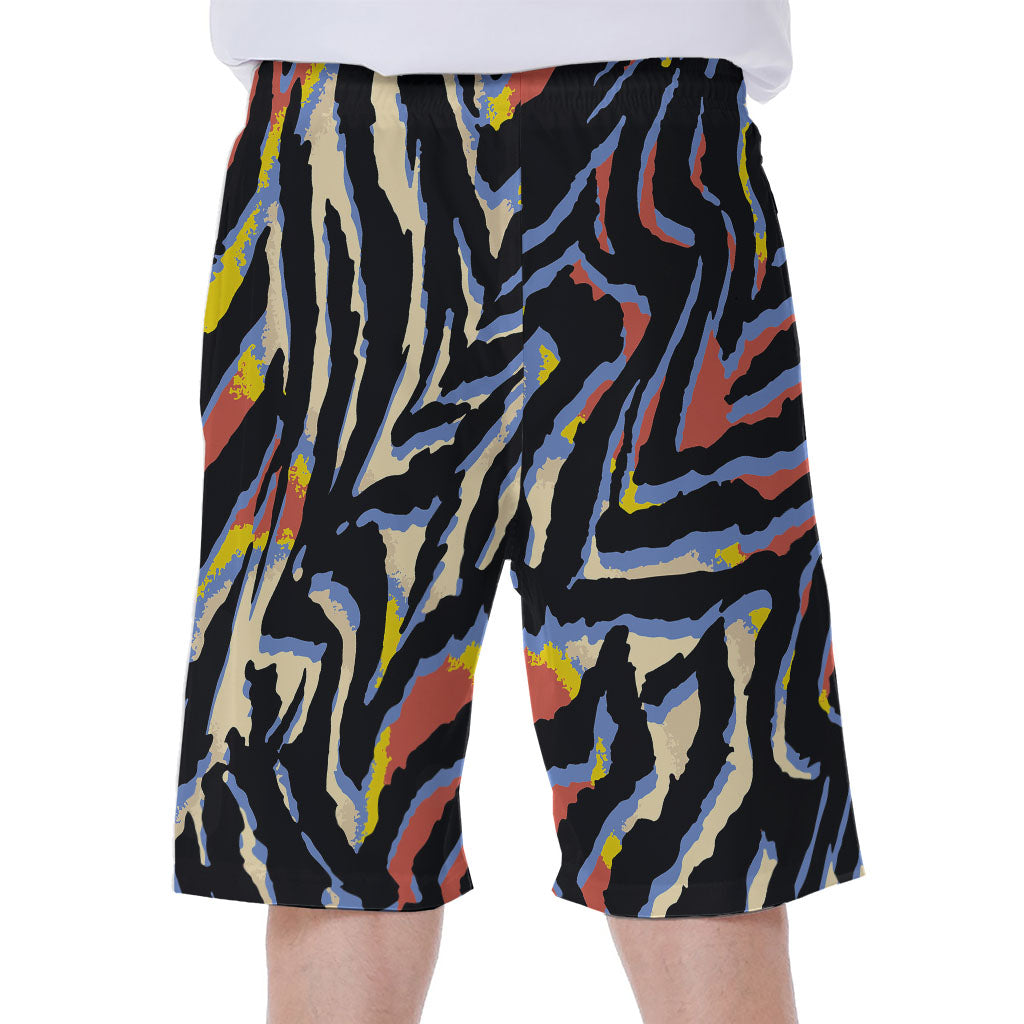 Abstract Zebra Print Hawaiian Men's Beach Shorts - 1