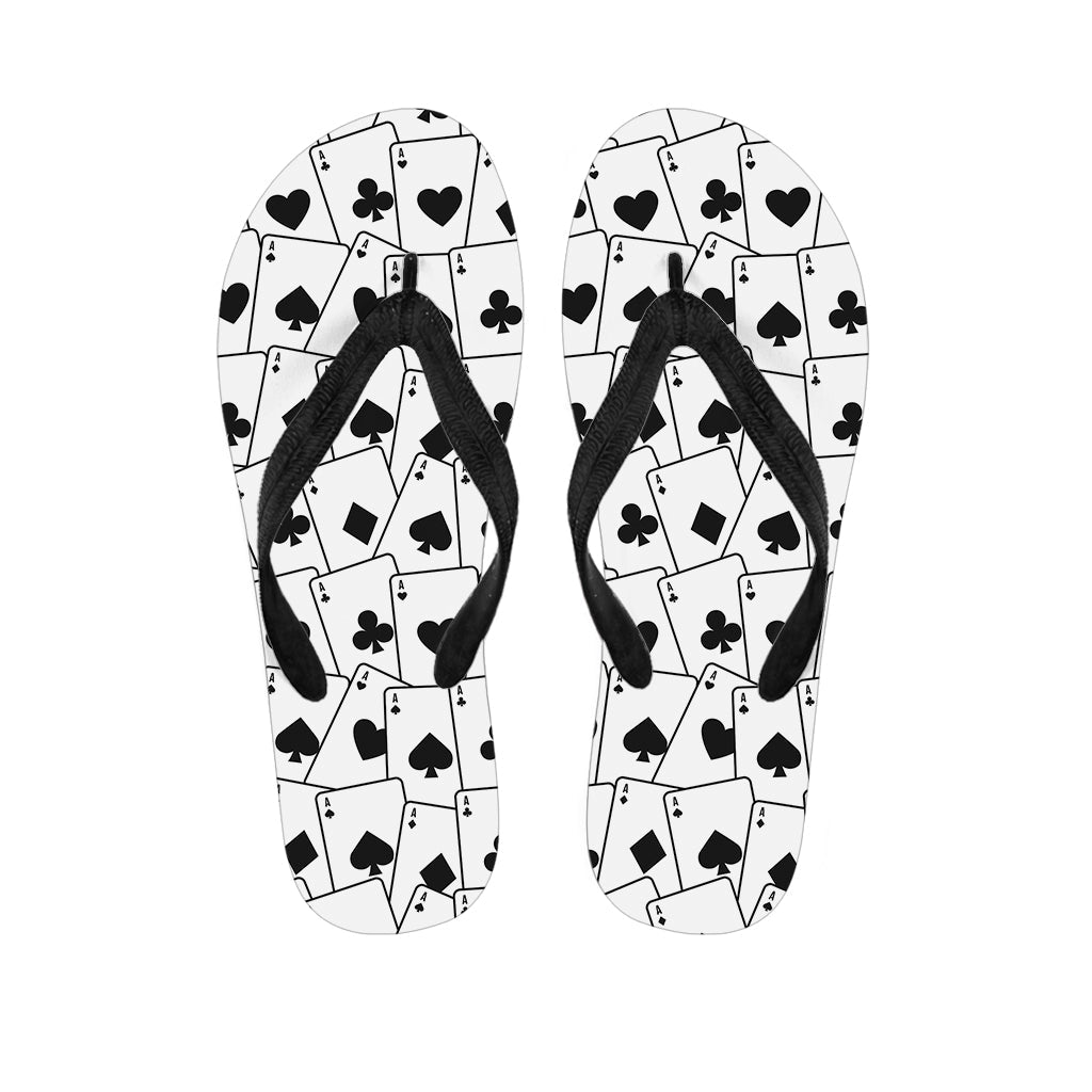 Aloha Ace: Hawaiian Playing Cards Pattern Print Flip Flops - 1