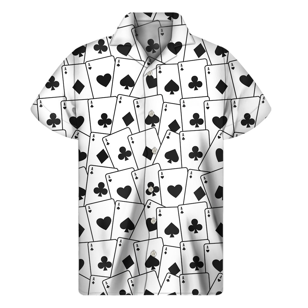 Aloha Ace: Hawaiian Short Sleeve Shirt with Playing Cards Pattern - 1