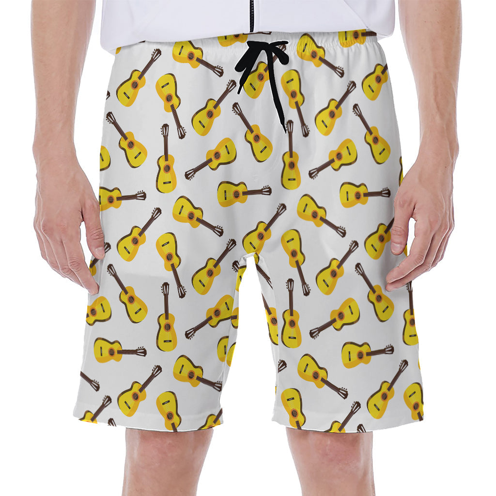 Acoustic Guitar Pattern Print Hawaiian Men&#39;s Beach Shorts - 1