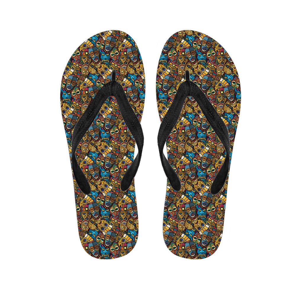 Beach Chic: Hawaiian Totem Masks Print Flip Flops for Island Style - 1