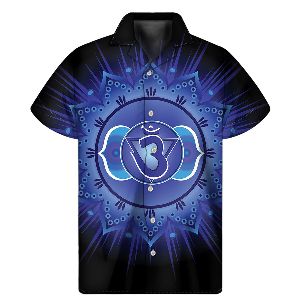 Island Vibes: Men&#39;s Hawaiian Short Sleeve Shirt with Ajna Chakra Mandala Print - 1