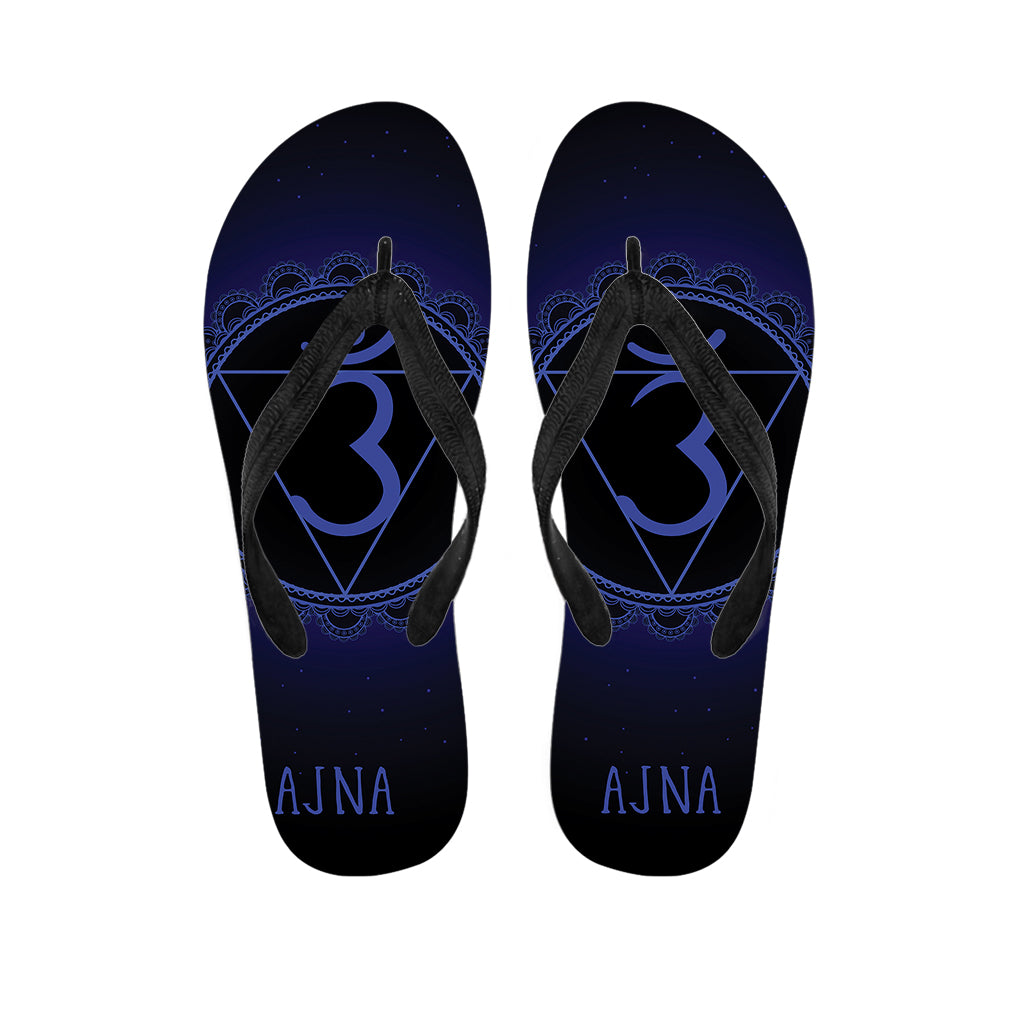 Aloha Style: Ajna Chakra Symbol Printed Hawaiian Flip Flops - 1