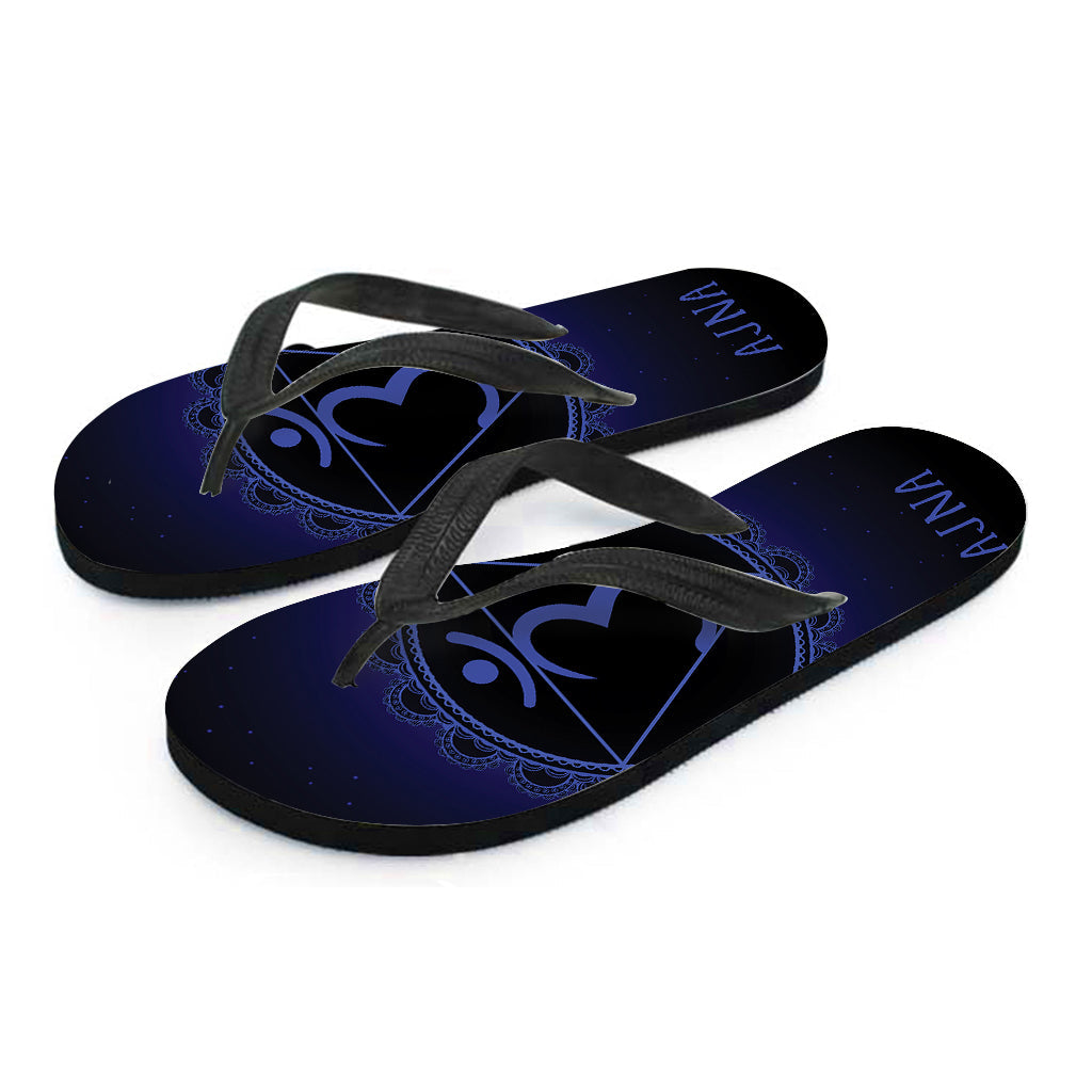 Aloha Style: Ajna Chakra Symbol Printed Hawaiian Flip Flops - 2