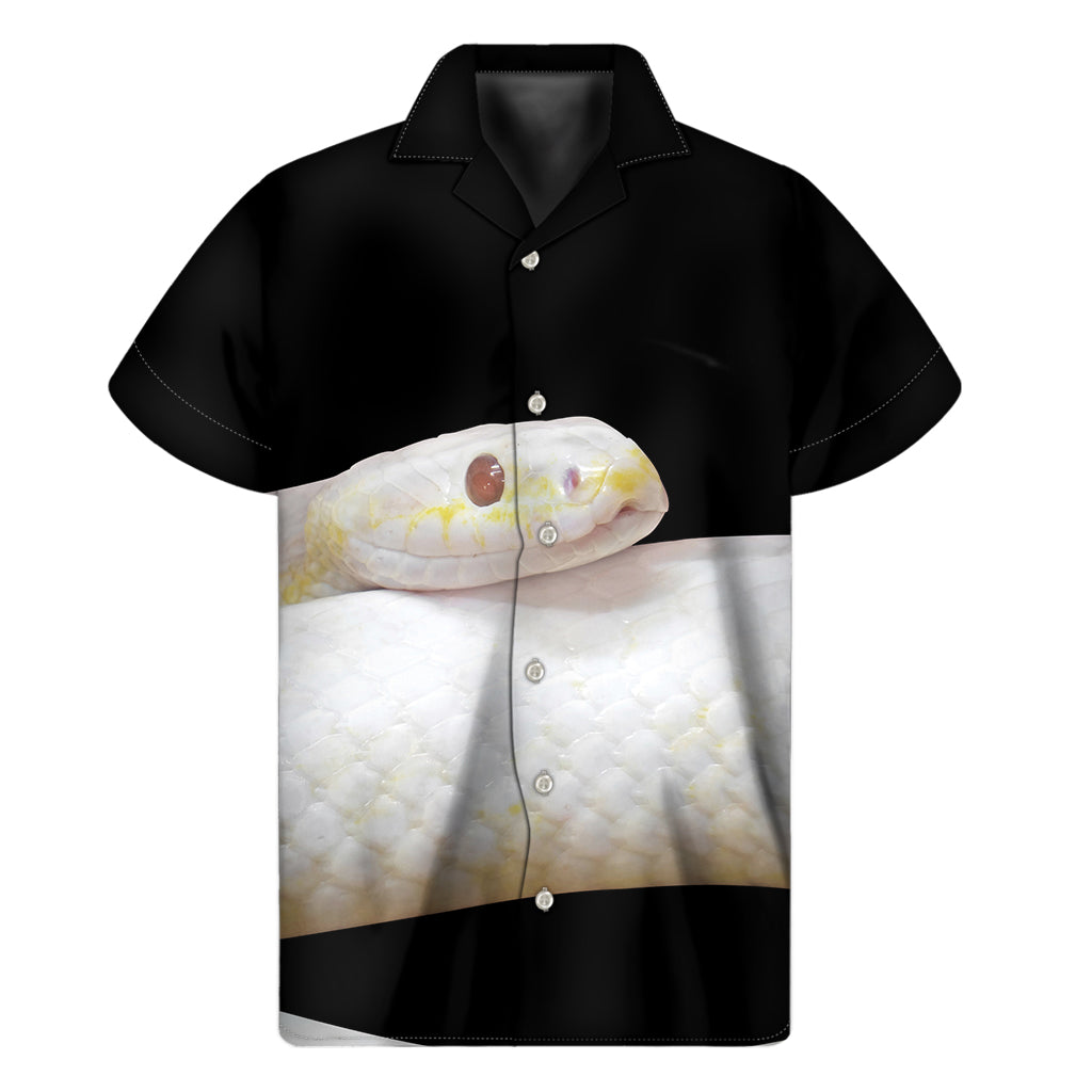 Albino Snake Print Hawaiian Style Short Sleeve Shirt - 1