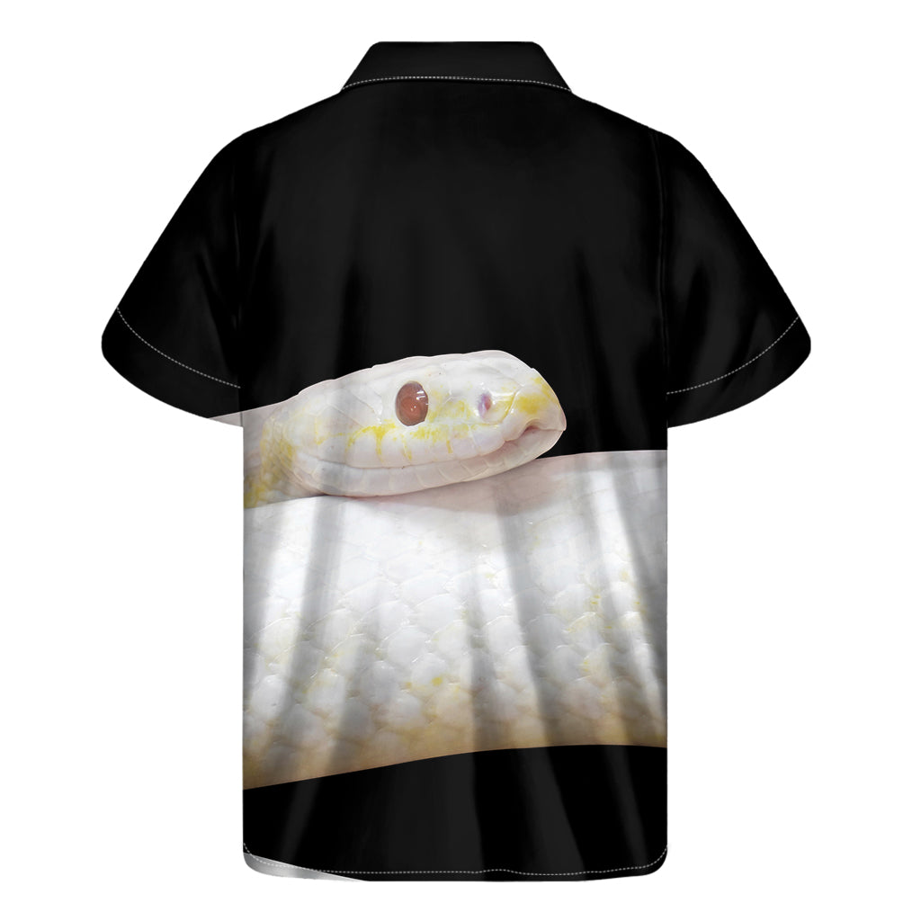 Albino Snake Print Hawaiian Style Short Sleeve Shirt - 2