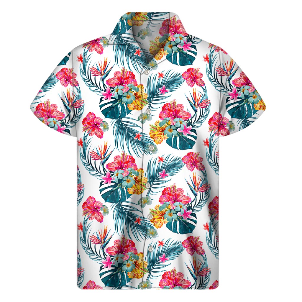 Floral Paradise: Men&#39;s Hawaiian Short Sleeve Shirt in Aloha Hawaii Print - 1