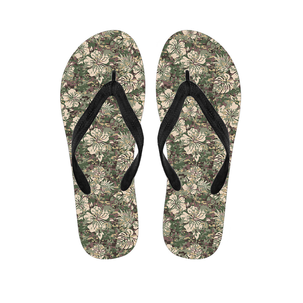 Aloha in Style: Hawaiian Camo Flower Pattern Flip Flops - 1