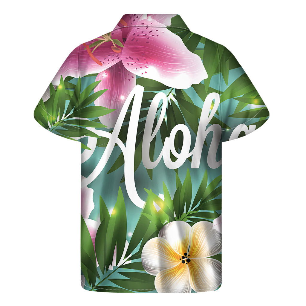 Island Breeze: Hawaiian Aloha Flower Print Short Sleeve Shirt - 2