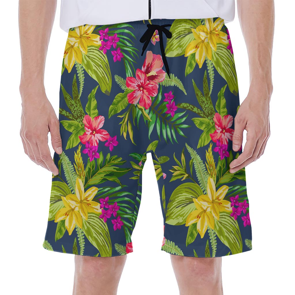 Aloha Vibes: Hawaiian Flowers Men's Beach Shorts - 1