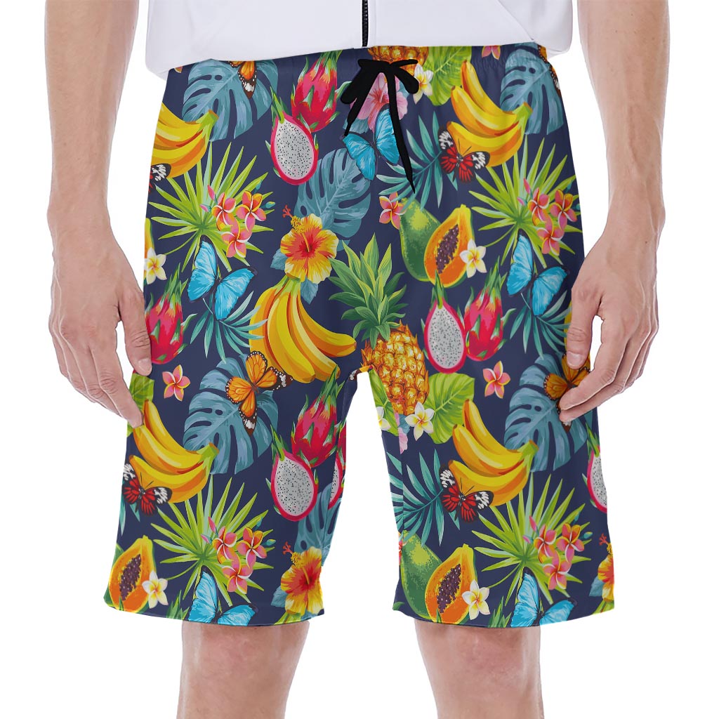 Aloha Tropical Fruits Pattern Printed Hawaiian Men's Beach Shorts - 1