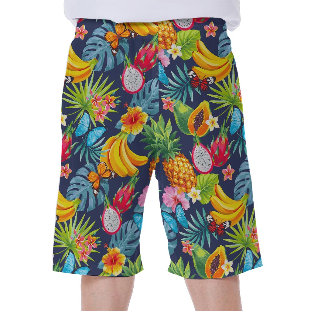 Aloha Tropical Fruits Pattern Printed Hawaiian Men's Beach Shorts - 1