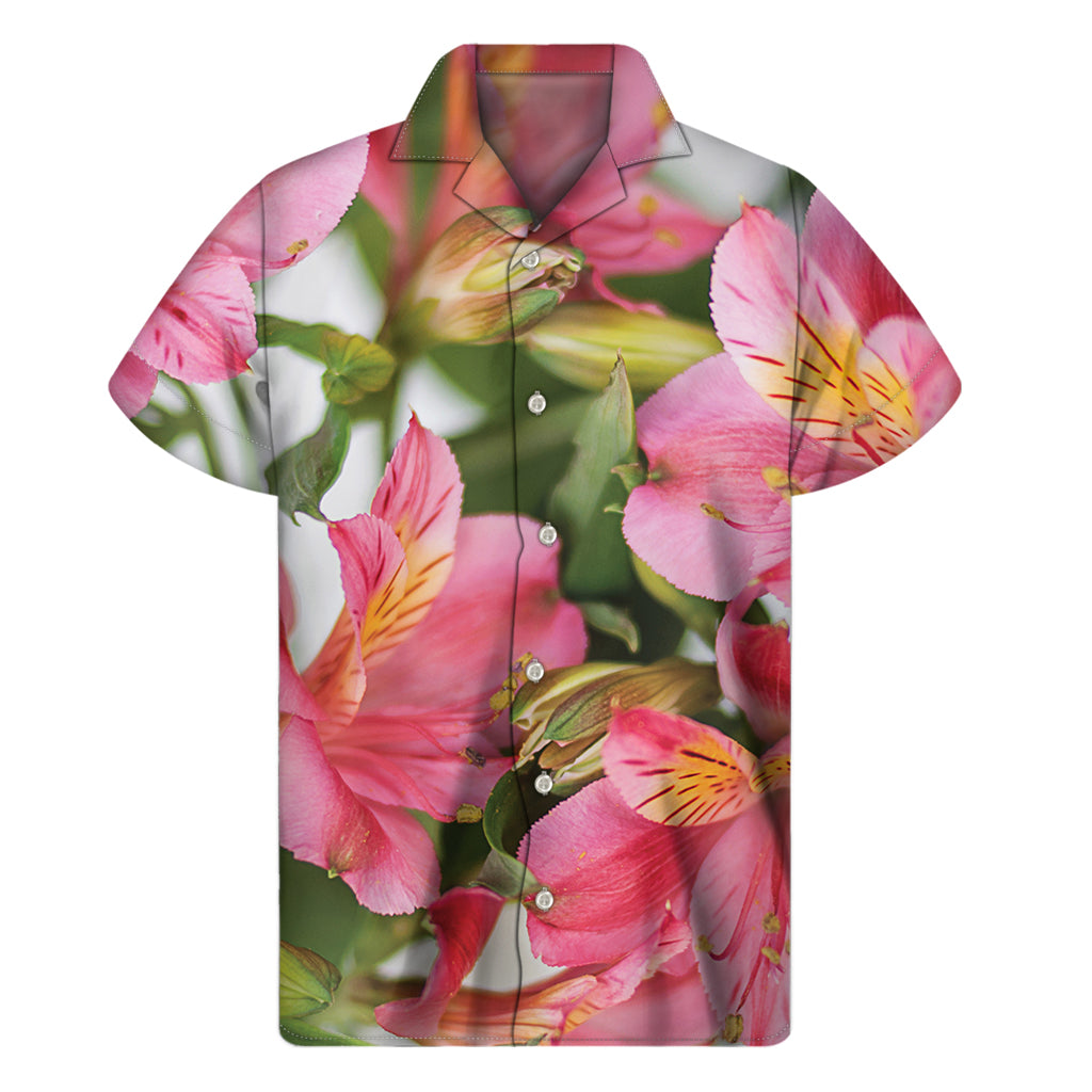 Alstroemeria Flower Print Hawaiian Short Sleeve Shirt - 1