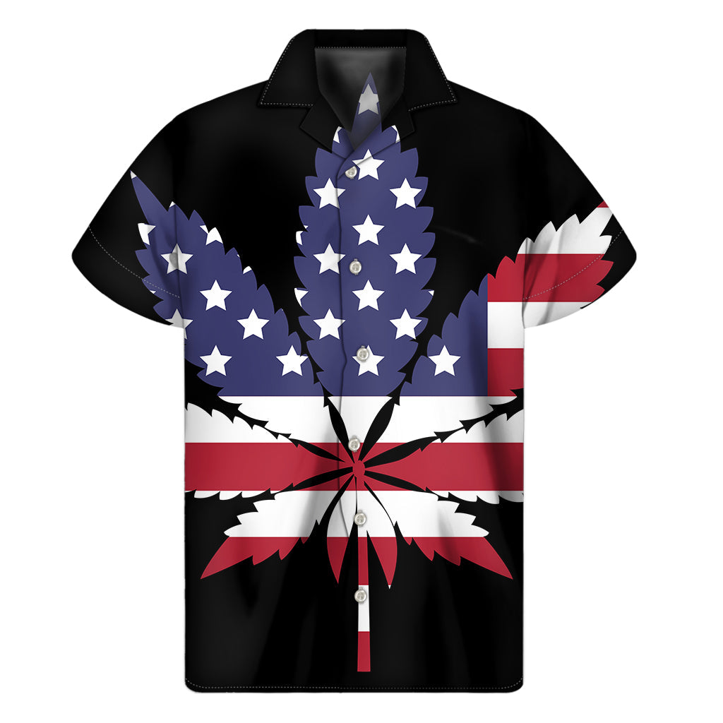 Tropical Vibes: Hawaiian Cannabis Leaf Print Short Sleeve Shirt - 1