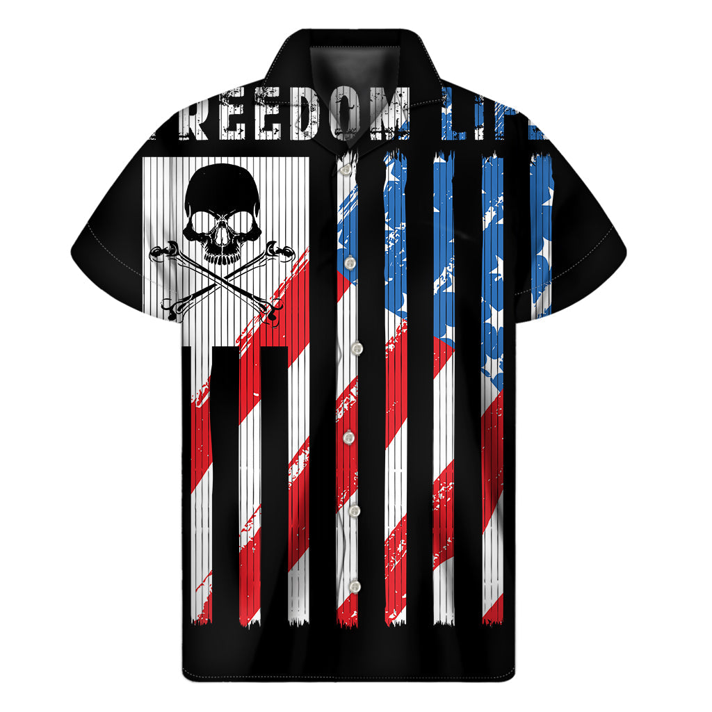 Patriotic Paradise: Hawaiian Freedom Life Print Short Sleeve Shirt - 1