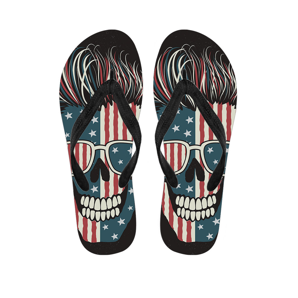 American Flag Skull Print Hawaiian Flip Flops - Embrace the Island Vibe! - 1