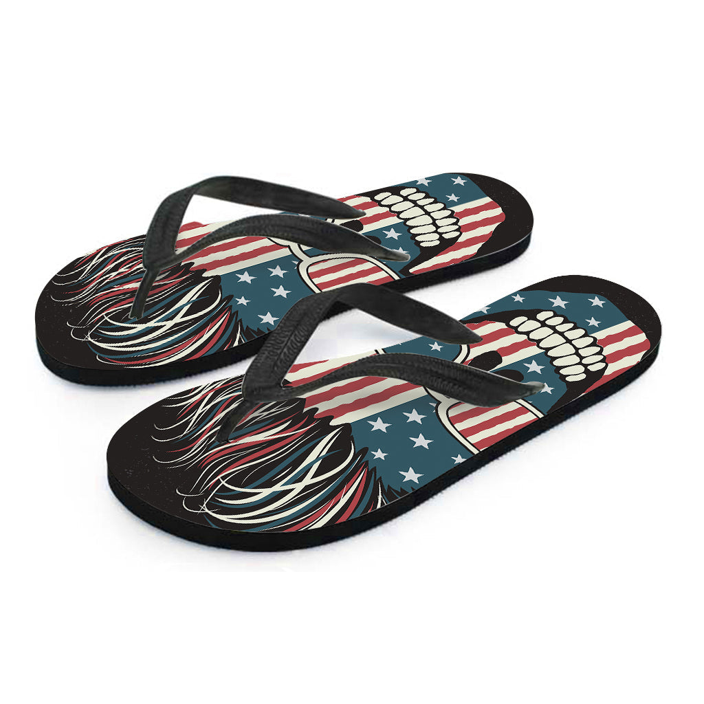 American Flag Skull Print Hawaiian Flip Flops - Embrace the Island Vibe! - 2