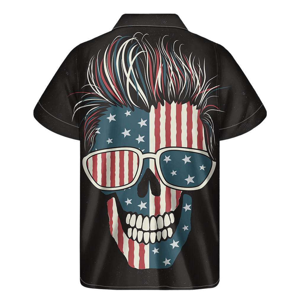 Hawaiian Flag Skull Print Short Sleeve Shirt - 2