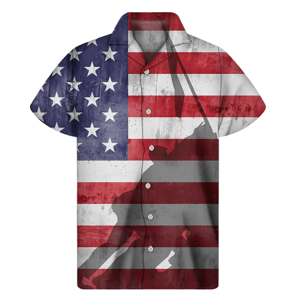 Hawaiian Flag War Memorial Print Men's Short Sleeve Hawaiian Shirt - 1