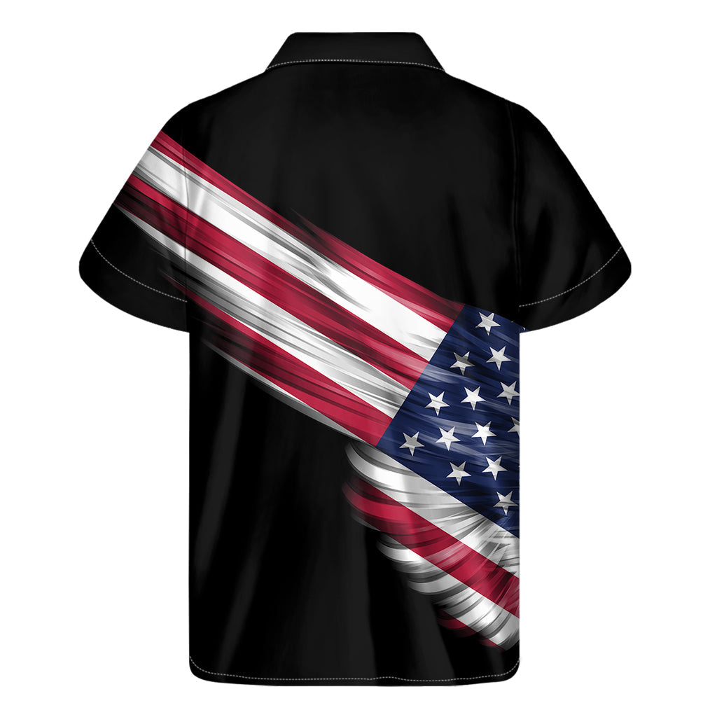 Hawaiian Vibes: American Flag Wing Print Short Sleeve Shirt - 2